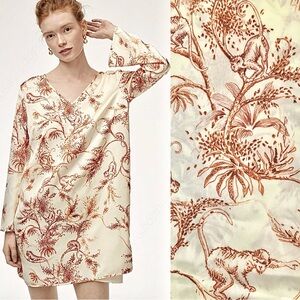 Aritzia Little Moon Dress Shift Monkey Print Brassia Mini Tunic White Red S